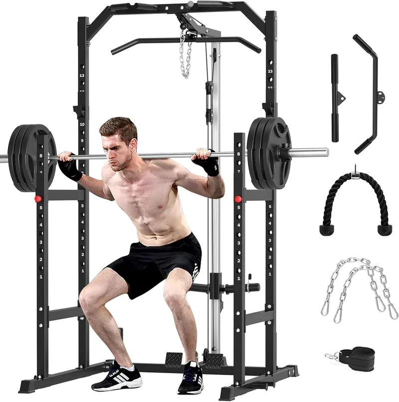 ULTRA FUEGO Power Cage, Multi-Function Power Rack with Pulley System Strength